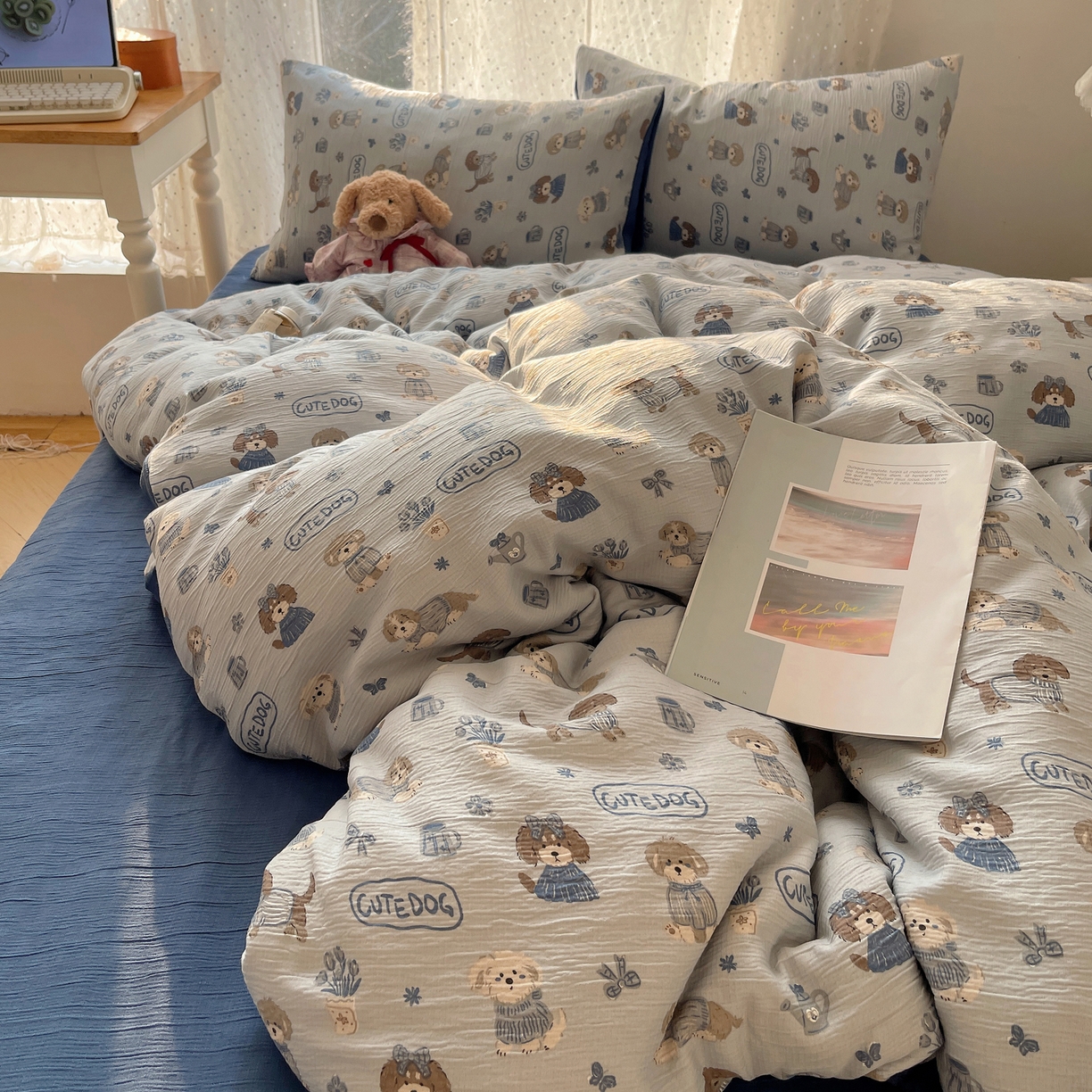 91家纺网 家纺一手货源 找家纺 澜妃 2025新款甄选三层纱印花四件套系列 复古修狗