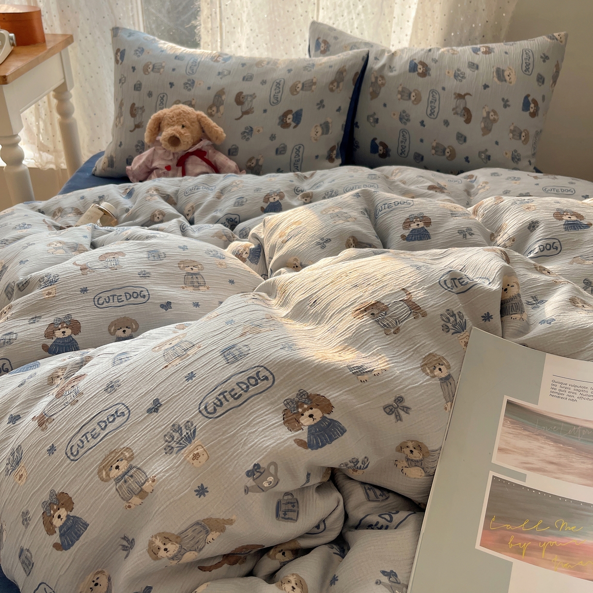 91家纺网 家纺一手货源 找家纺 澜妃 2025新款甄选三层纱印花四件套系列 复古修狗