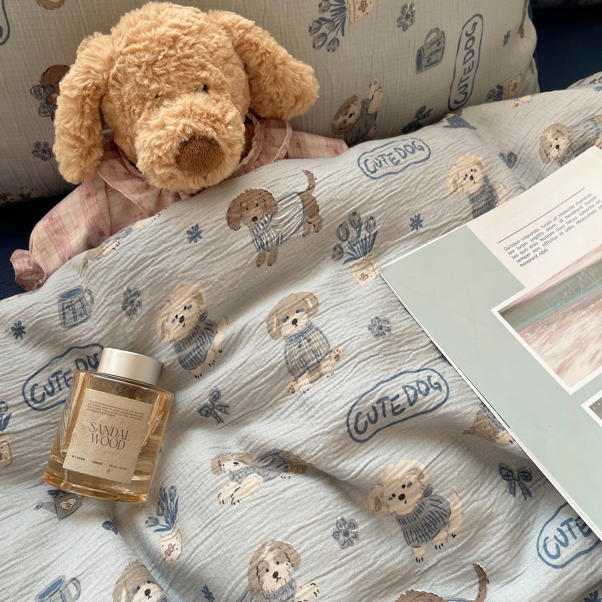 91家纺网 家纺一手货源 找家纺 澜妃 2025新款甄选三层纱印花四件套系列 复古修狗