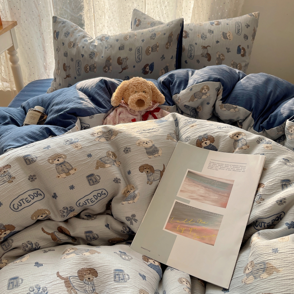 91家纺网 家纺一手货源 找家纺 澜妃 2025新款甄选三层纱印花四件套系列 复古修狗