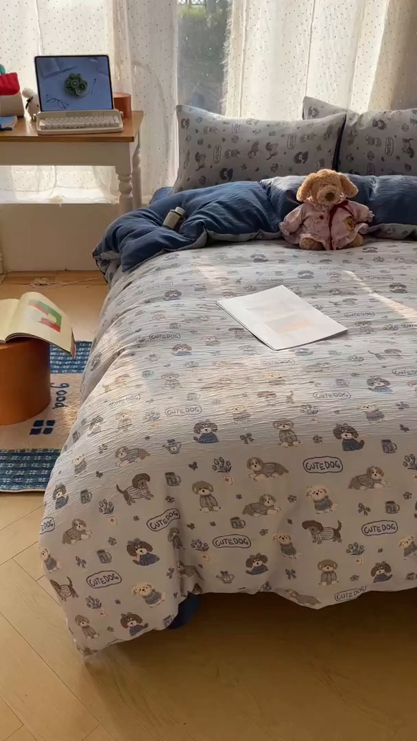 91家纺网 家纺一手货源 找家纺 澜妃 2025新款甄选三层纱印花四件套系列 复古修狗