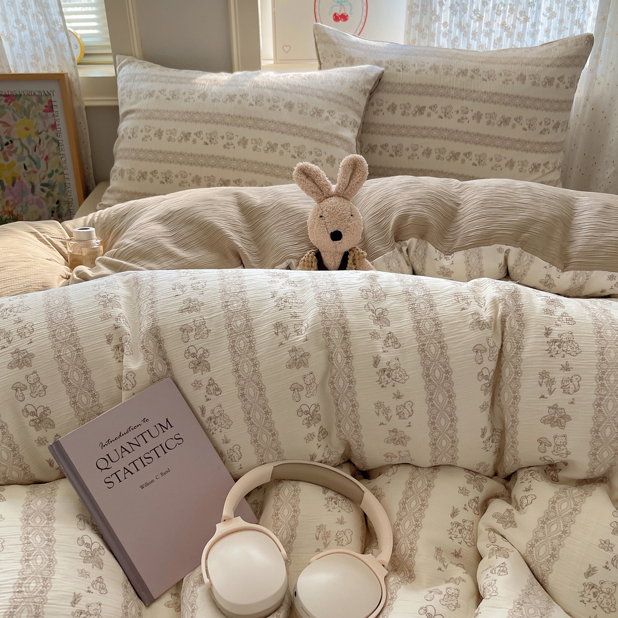 91家纺网 家纺一手货源 找家纺 澜妃 2025新款甄选三层纱印花四件套系列 蕾丝熊