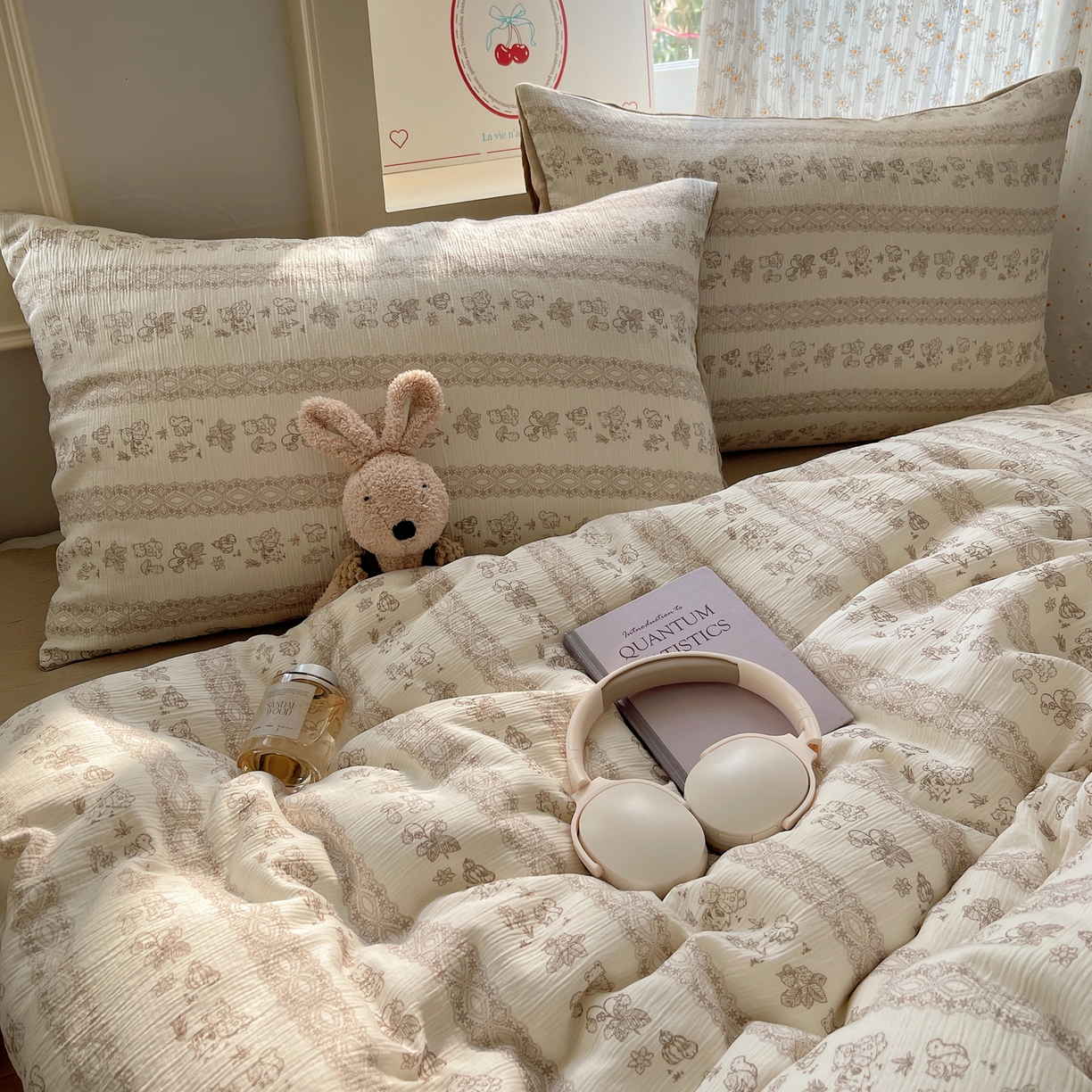 91家纺网 家纺一手货源 找家纺 澜妃 2025新款甄选三层纱印花四件套系列 蕾丝熊