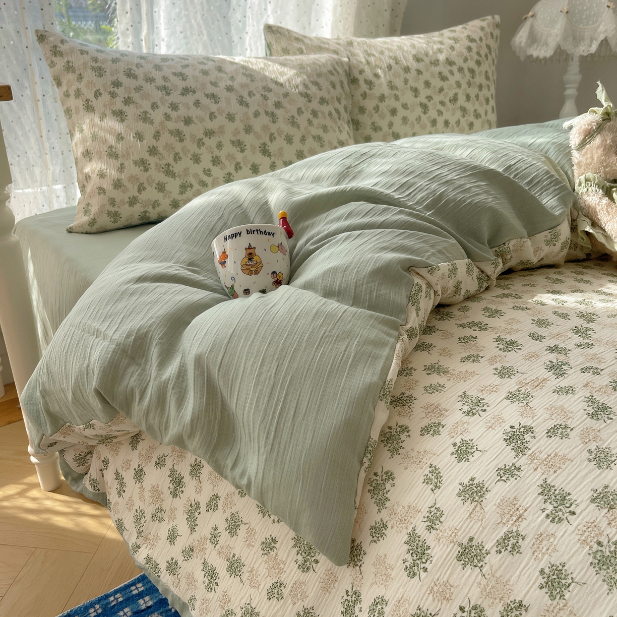 91家纺网 家纺一手货源 找家纺 澜妃 2025新款甄选三层纱印花四件套系列 沐风