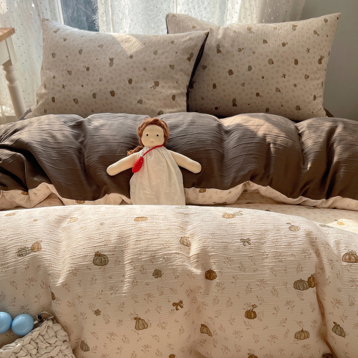 91家纺网 家纺一手货源 找家纺 澜妃 2025新款甄选三层纱印花四件套系列 南瓜派