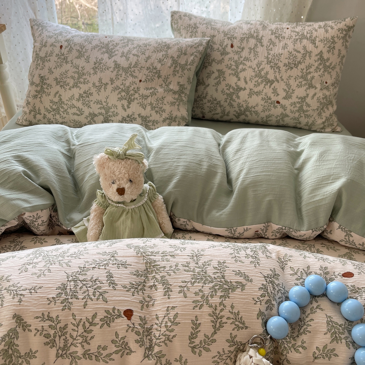 91家纺网 家纺一手货源 找家纺 澜妃 2025新款甄选三层纱印花四件套系列 秋月梨