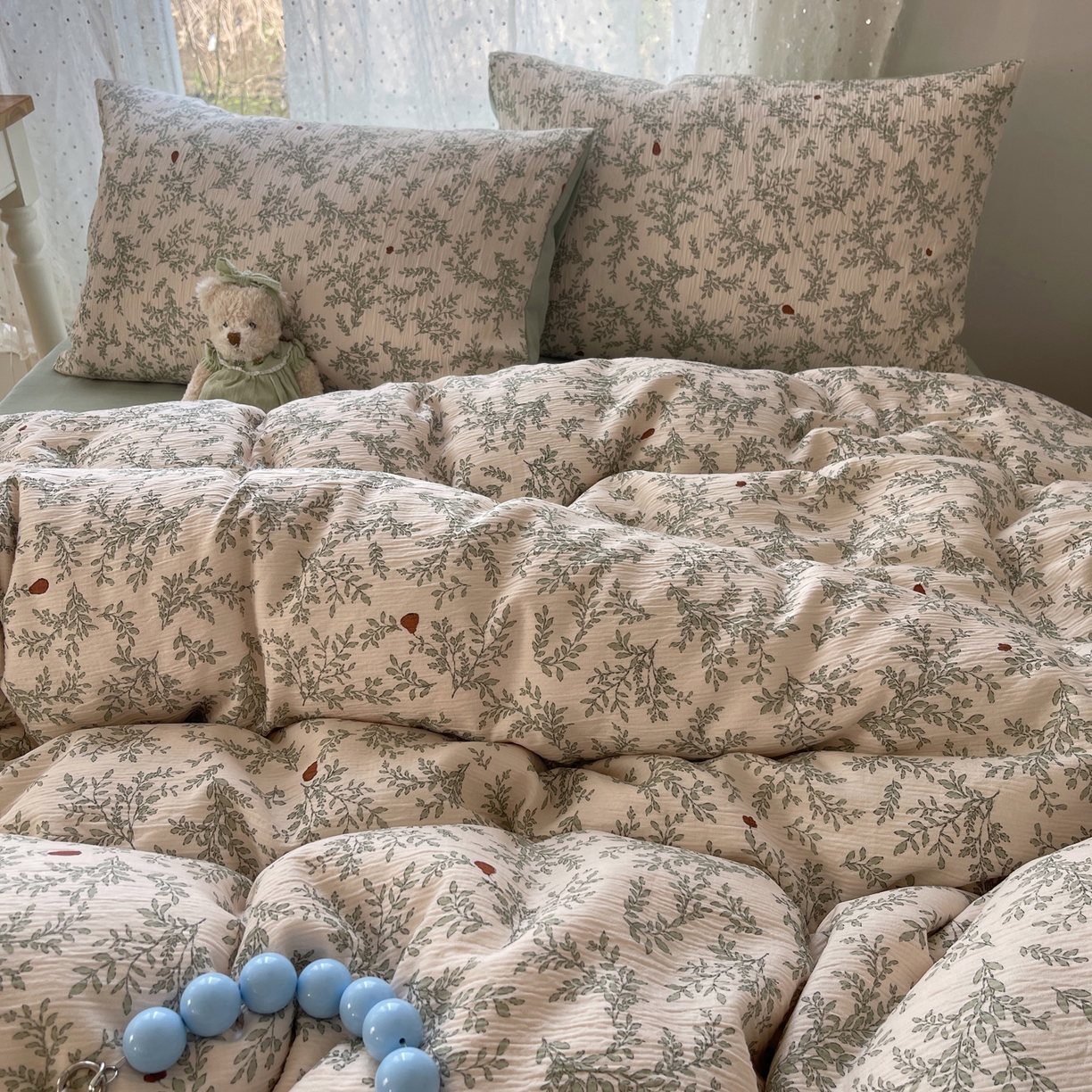 91家纺网 家纺一手货源 找家纺 澜妃 2025新款甄选三层纱印花四件套系列 秋月梨