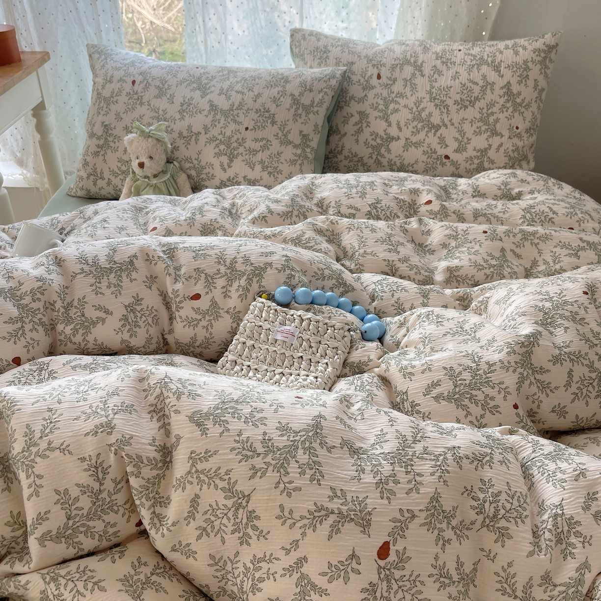 91家纺网 家纺一手货源 找家纺 澜妃 2025新款甄选三层纱印花四件套系列 秋月梨