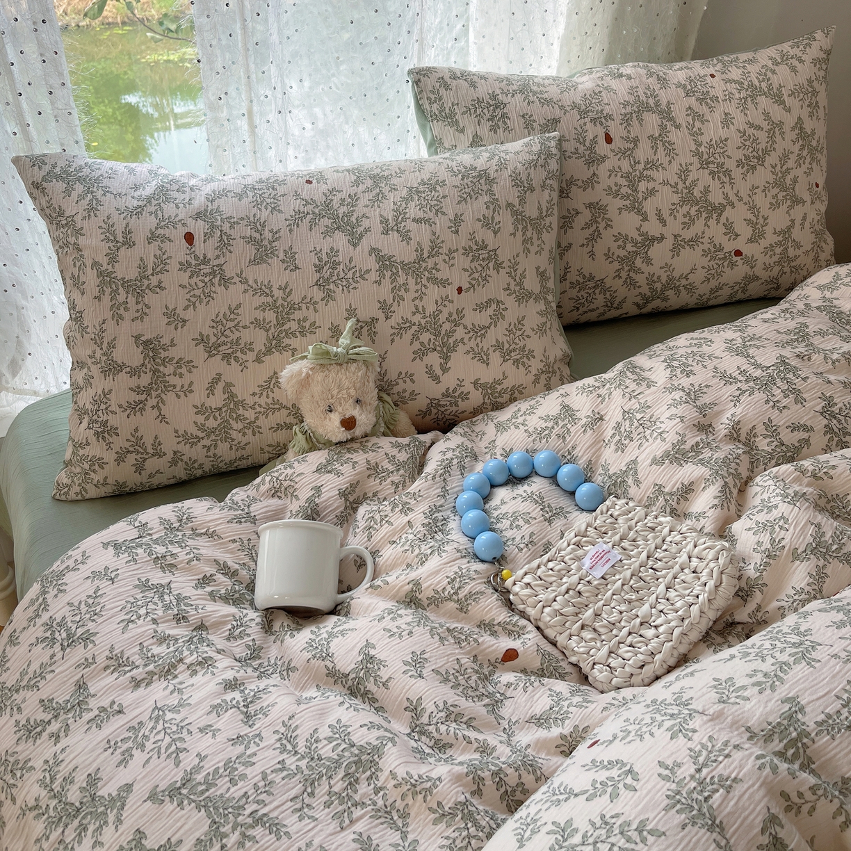 91家纺网 家纺一手货源 找家纺 澜妃 2025新款甄选三层纱印花四件套系列 秋月梨