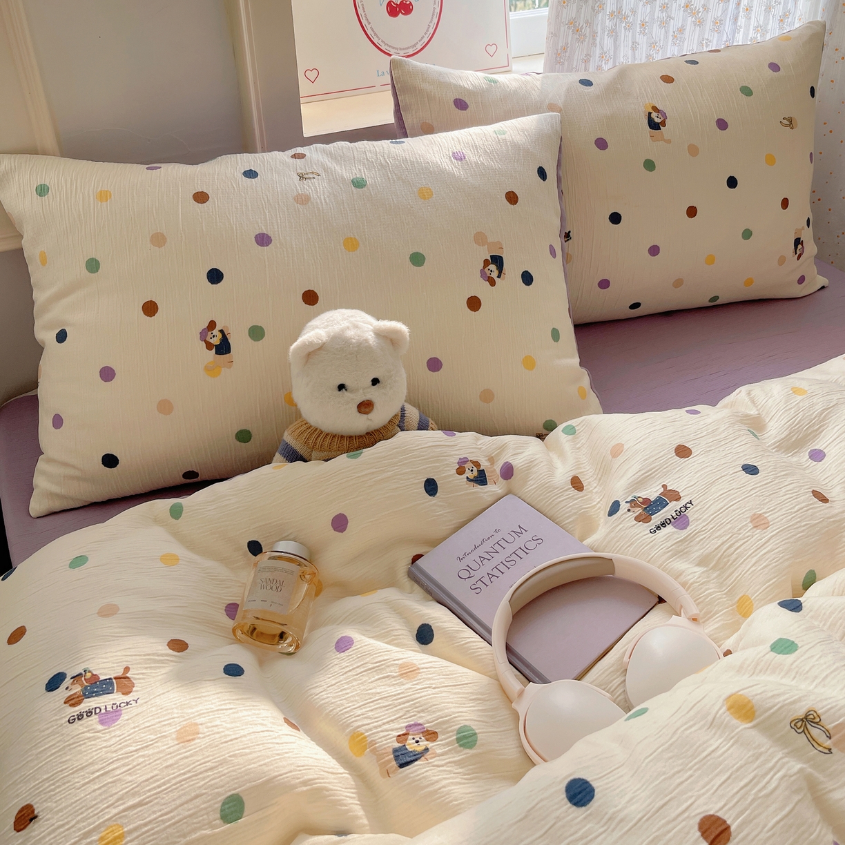 91家纺网 家纺一手货源 找家纺 澜妃 2025新款甄选三层纱印花四件套系列 糖豆腊肠狗