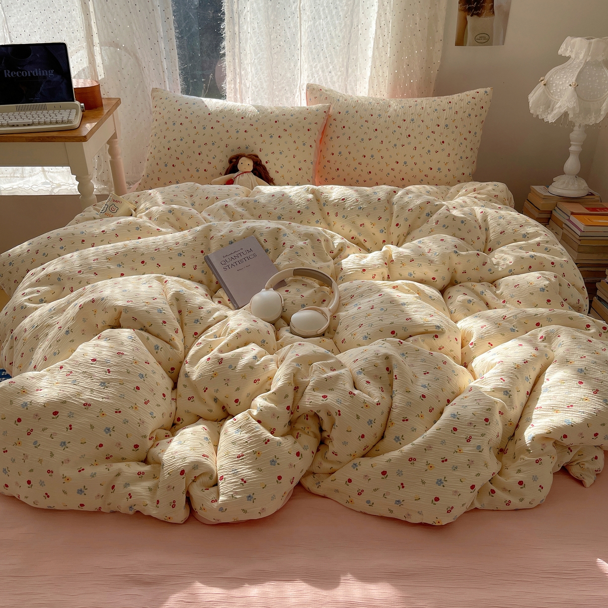 91家纺网 家纺一手货源 找家纺 澜妃 2025新款甄选三层纱印花四件套系列 小花点点