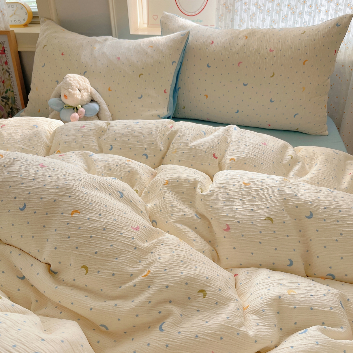 91家纺网 家纺一手货源 找家纺 澜妃 2025新款甄选三层纱印花四件套系列 星月天空