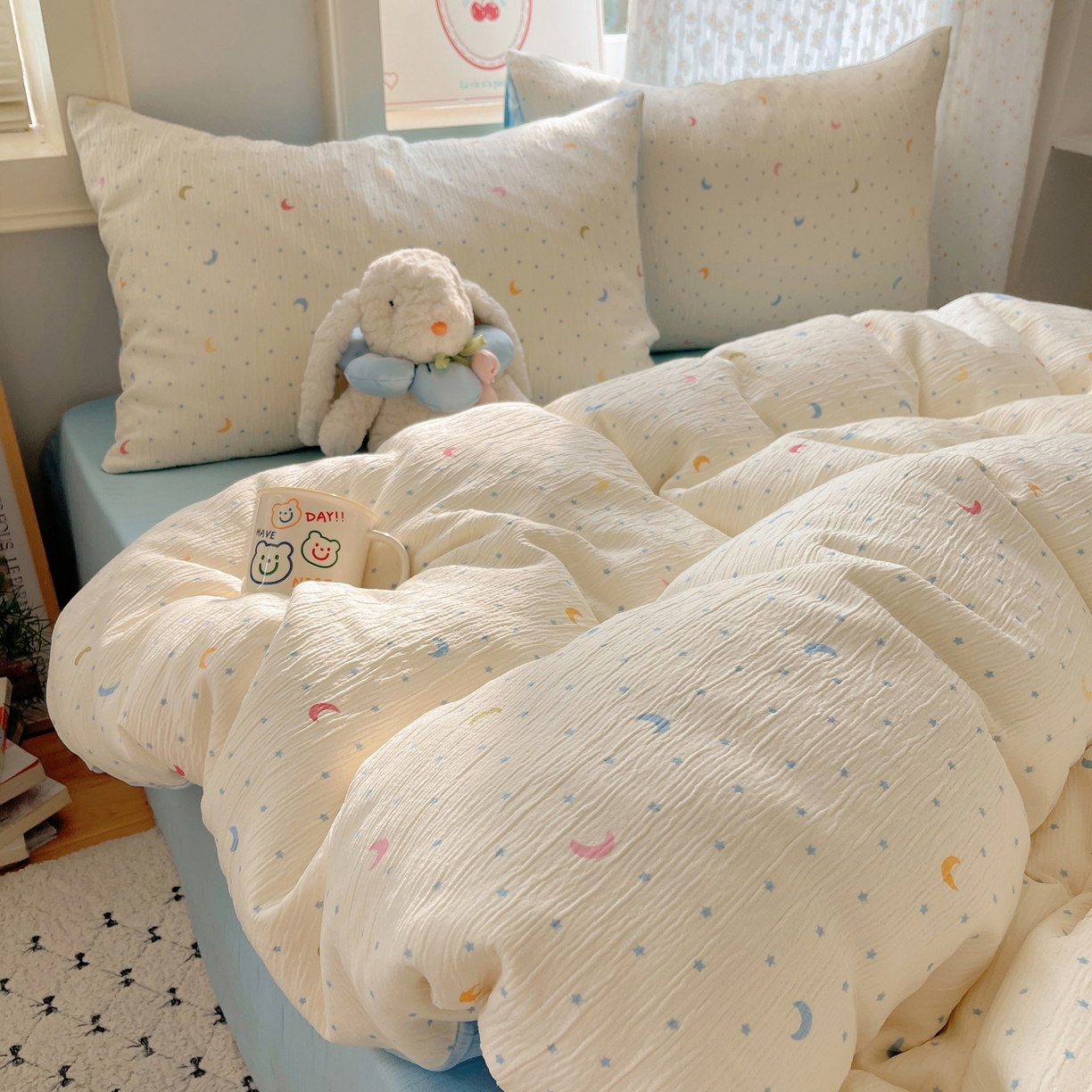 91家纺网 家纺一手货源 找家纺 澜妃 2025新款甄选三层纱印花四件套系列 星月天空