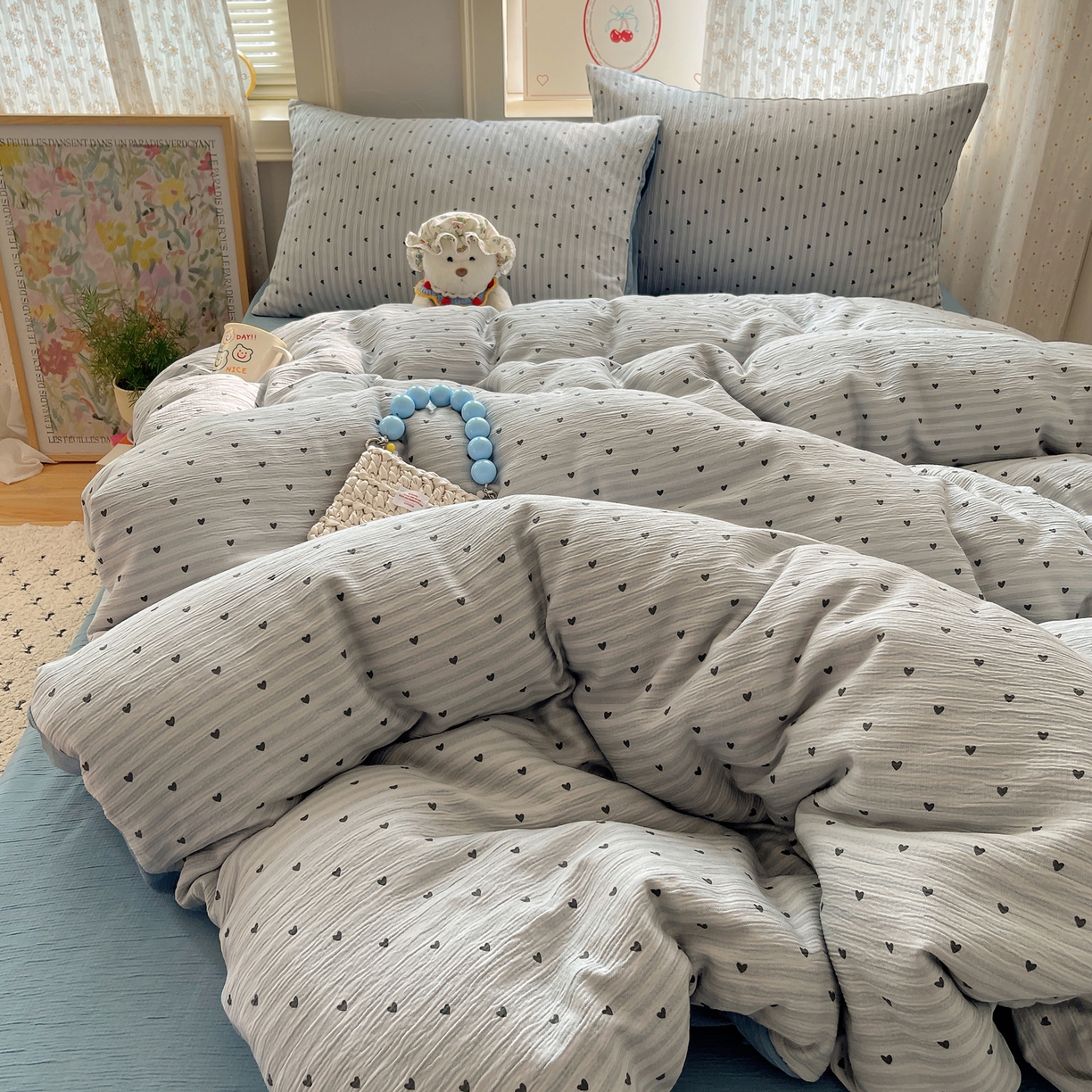 91家纺网 家纺一手货源 找家纺 澜妃 2025新款甄选三层纱印花四件套系列 雨爱