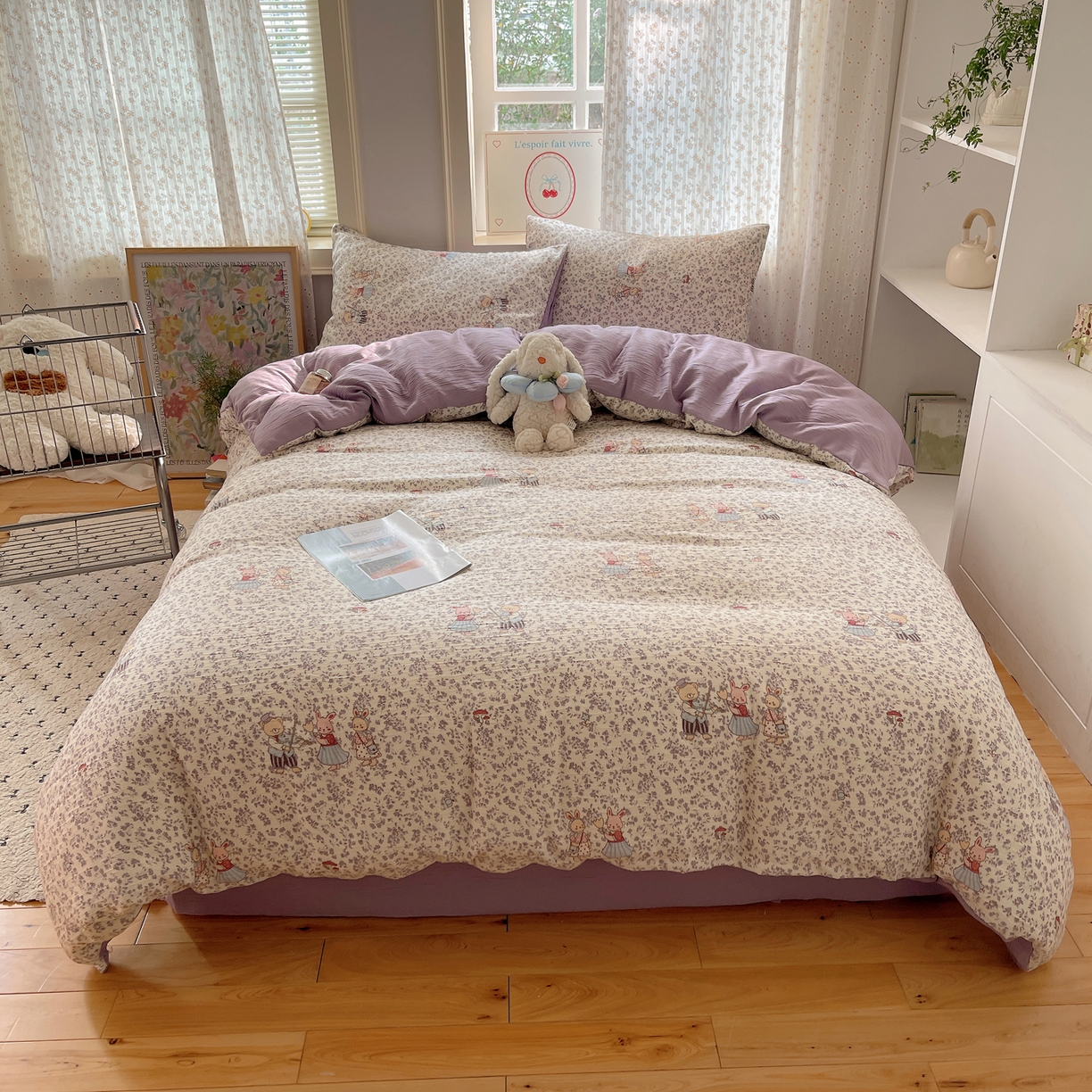 91家纺网 家纺一手货源 找家纺 澜妃 2025新款甄选三层纱印花四件套系列 圆舞曲