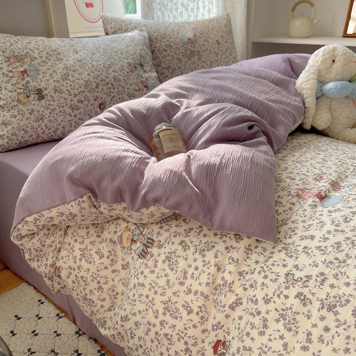 91家纺网 家纺一手货源 找家纺 澜妃 2025新款甄选三层纱印花四件套系列 圆舞曲