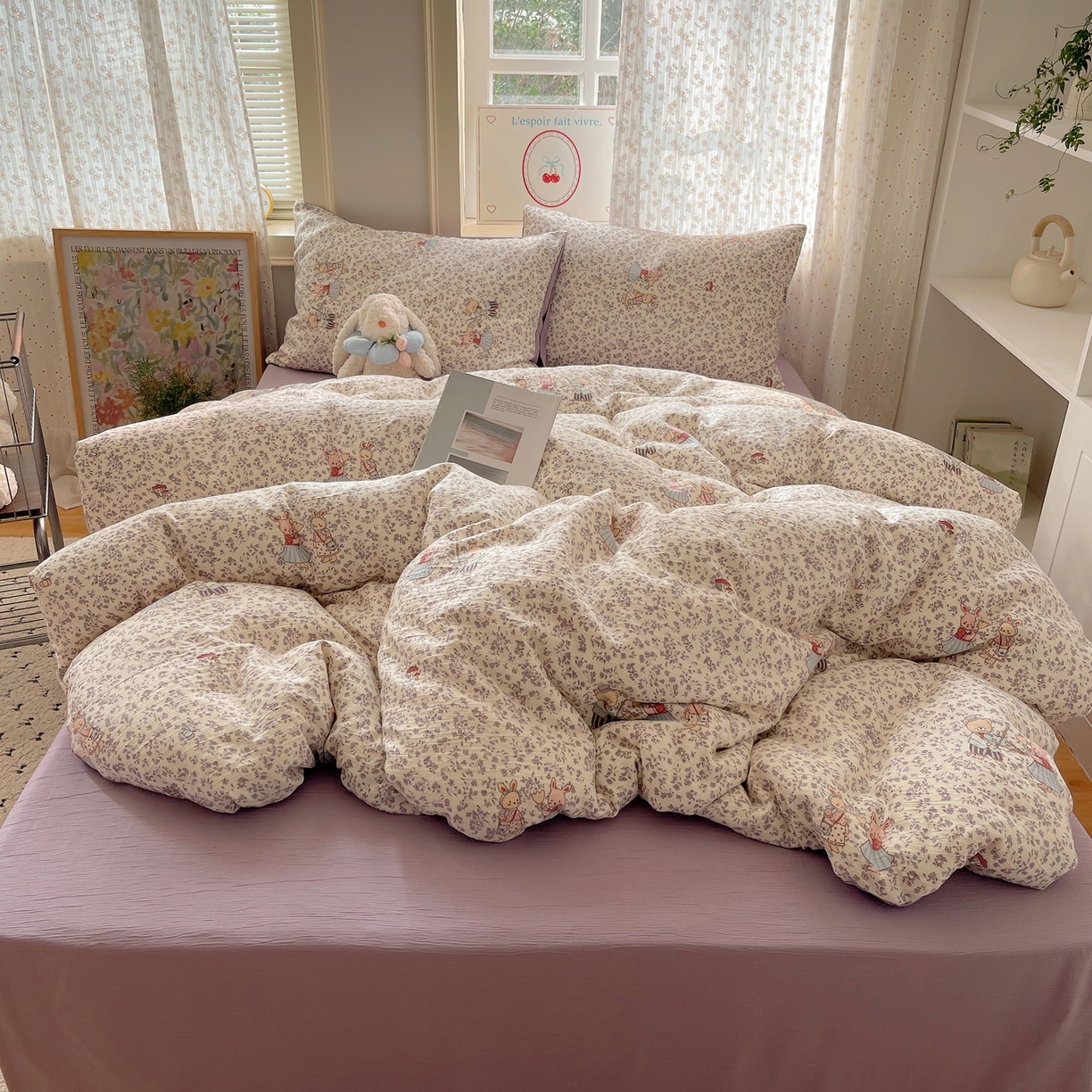 91家纺网 家纺一手货源 找家纺 澜妃 2025新款甄选三层纱印花四件套系列 圆舞曲