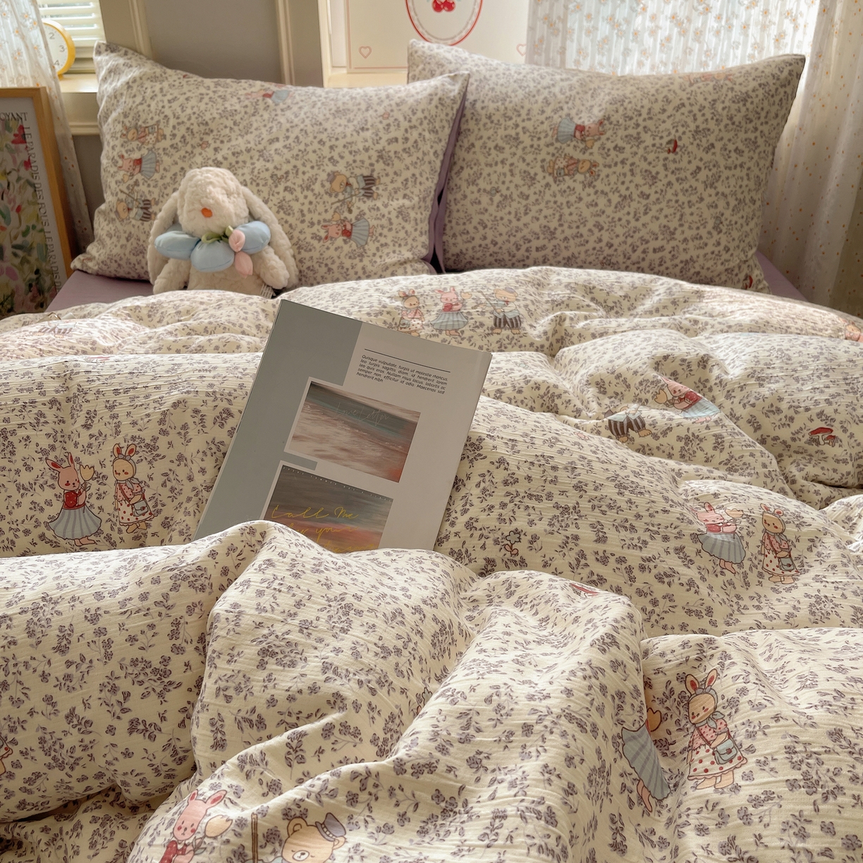 91家纺网 家纺一手货源 找家纺 澜妃 2025新款甄选三层纱印花四件套系列 圆舞曲