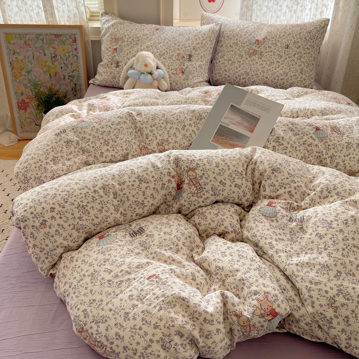 91家纺网 家纺一手货源 找家纺 澜妃 2025新款甄选三层纱印花四件套系列 圆舞曲