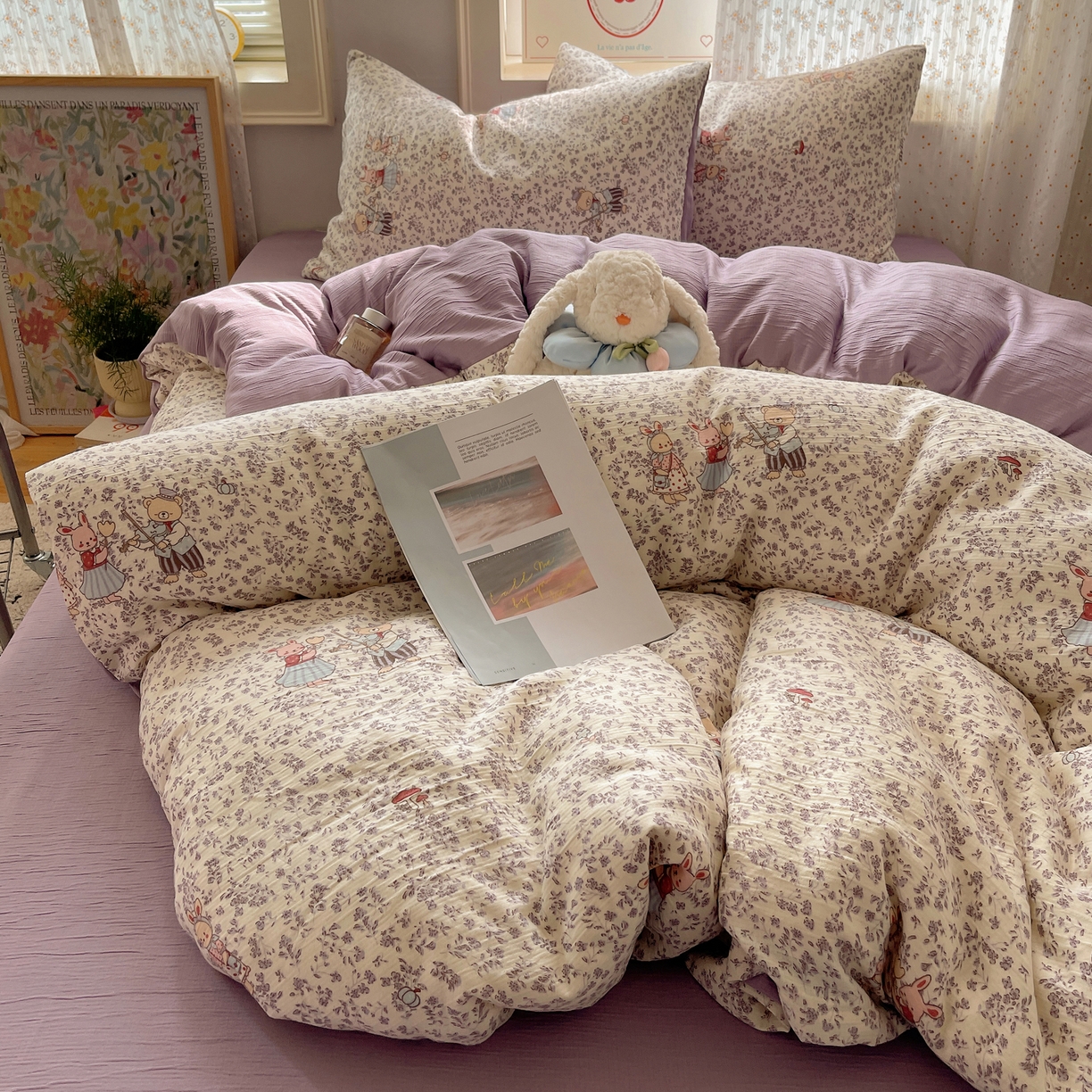 91家纺网 家纺一手货源 找家纺 澜妃 2025新款甄选三层纱印花四件套系列 圆舞曲