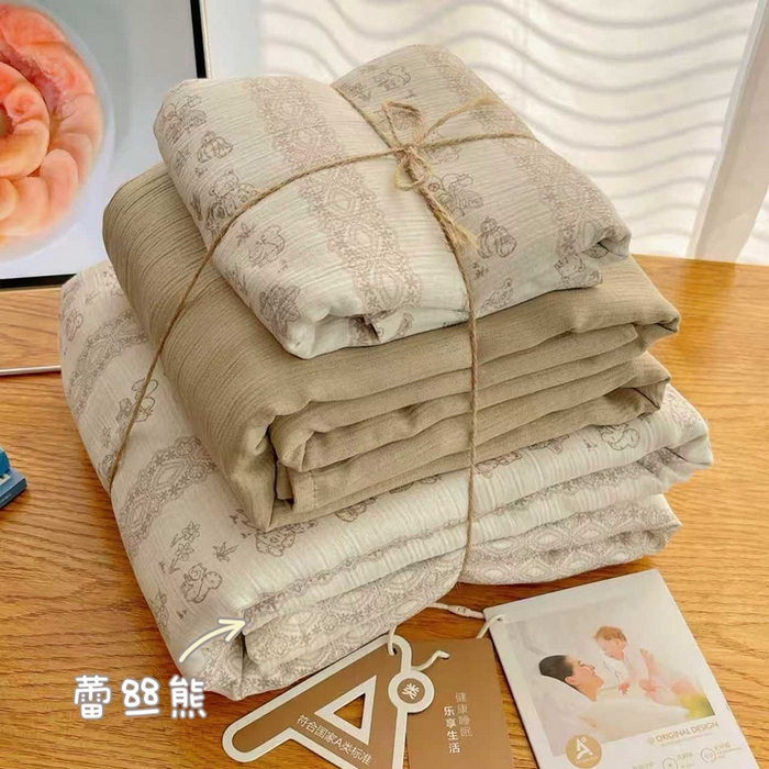 91家纺网 家纺一手货源 找家纺 澜妃 2025新款甄选三层纱印花四件套系列 蕾丝熊