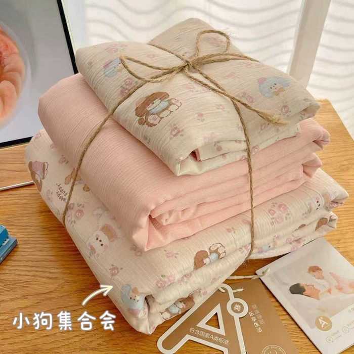 澜妃 2025新款甄选三层纱印花四件套系列 小狗集合会