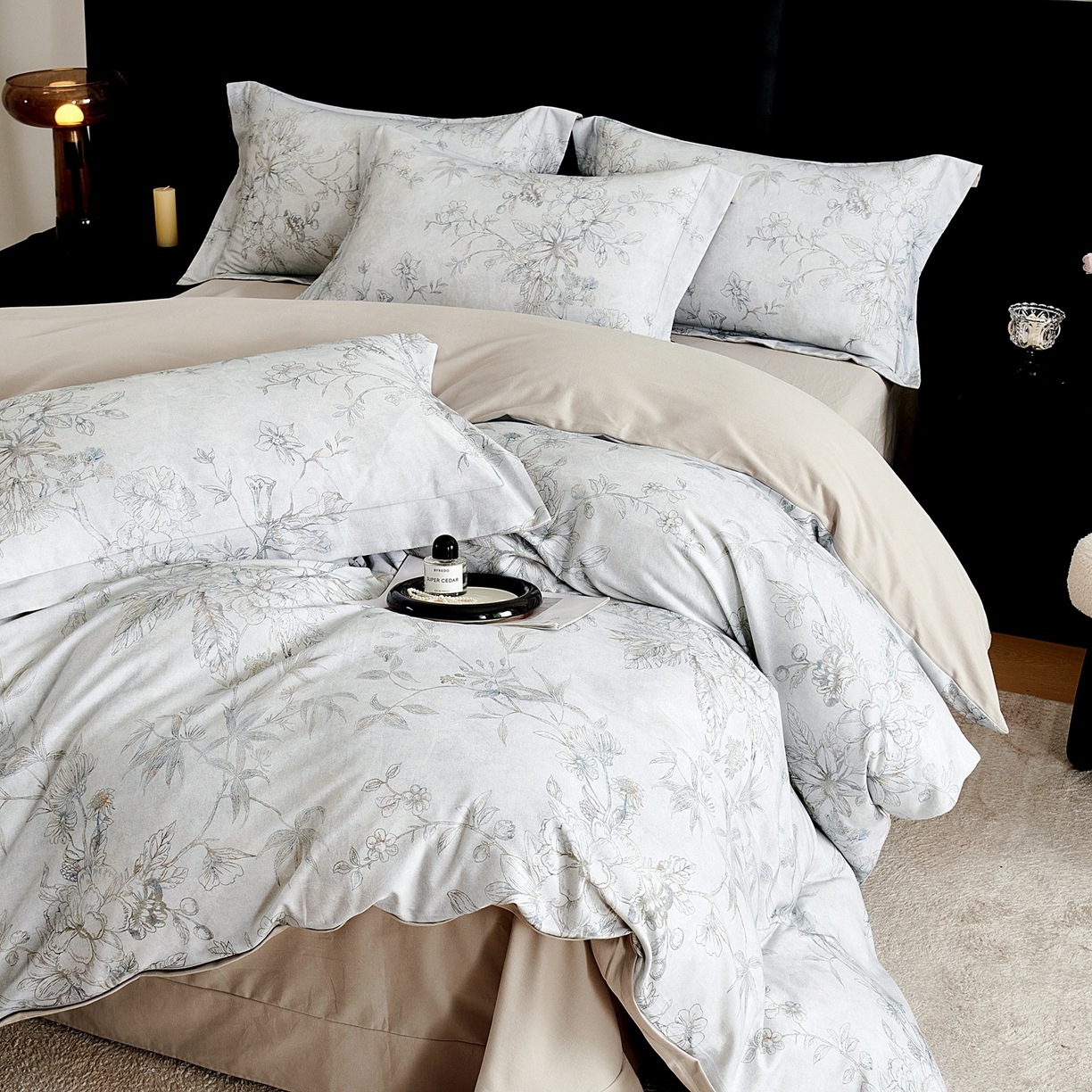 91家纺网 家纺一手货源 找家纺 芙绣家纺 2025新款全棉纯棉磨毛内合简单款四件套 春恋风-绿