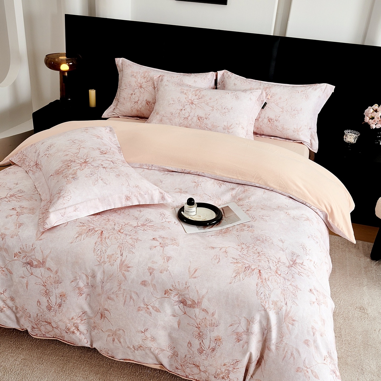 91家纺网 家纺一手货源 找家纺 芙绣家纺 2025新款全棉纯棉磨毛内合简单款四件套 春恋风-玉