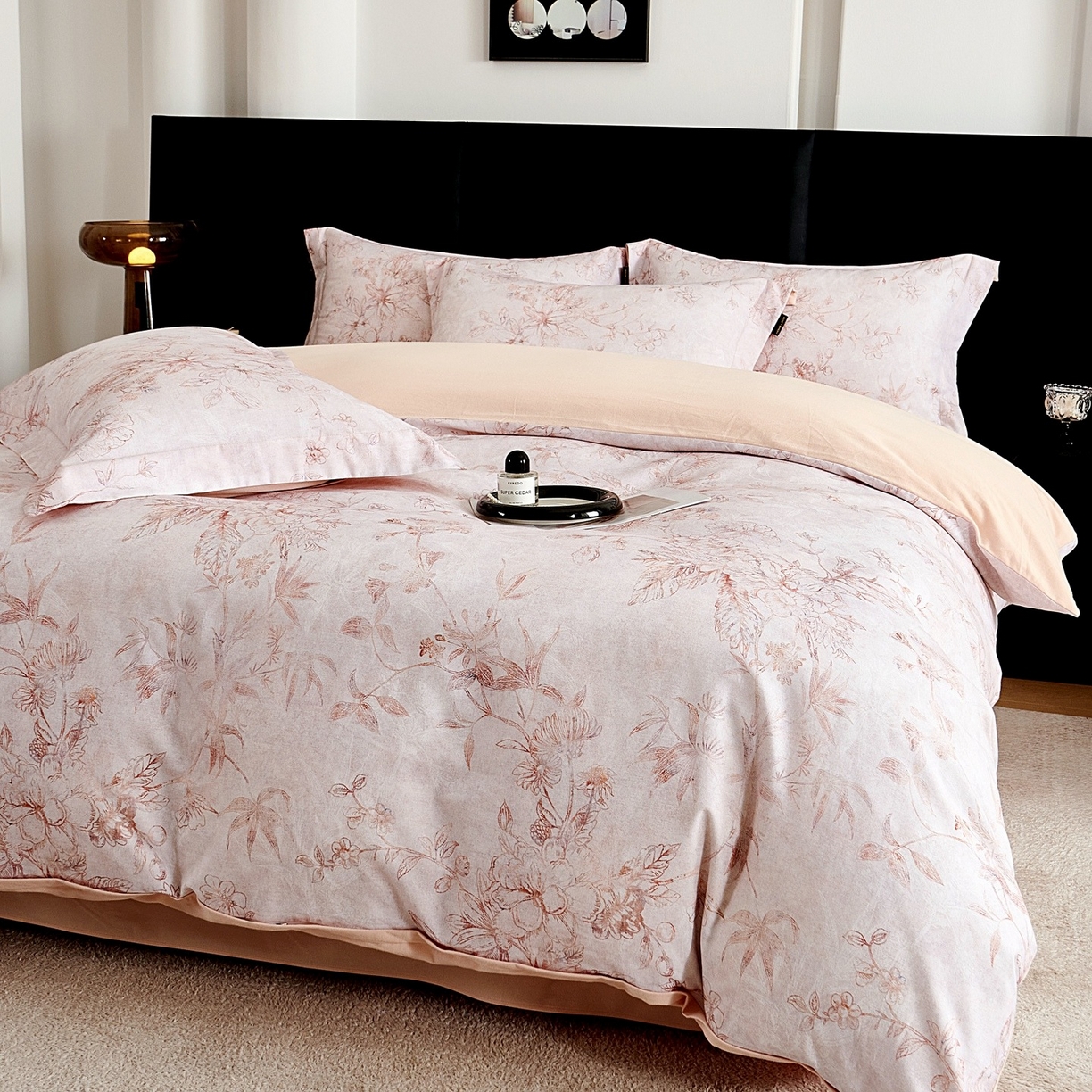 91家纺网 家纺一手货源 找家纺 芙绣家纺 2025新款全棉纯棉磨毛内合简单款四件套 春恋风-玉