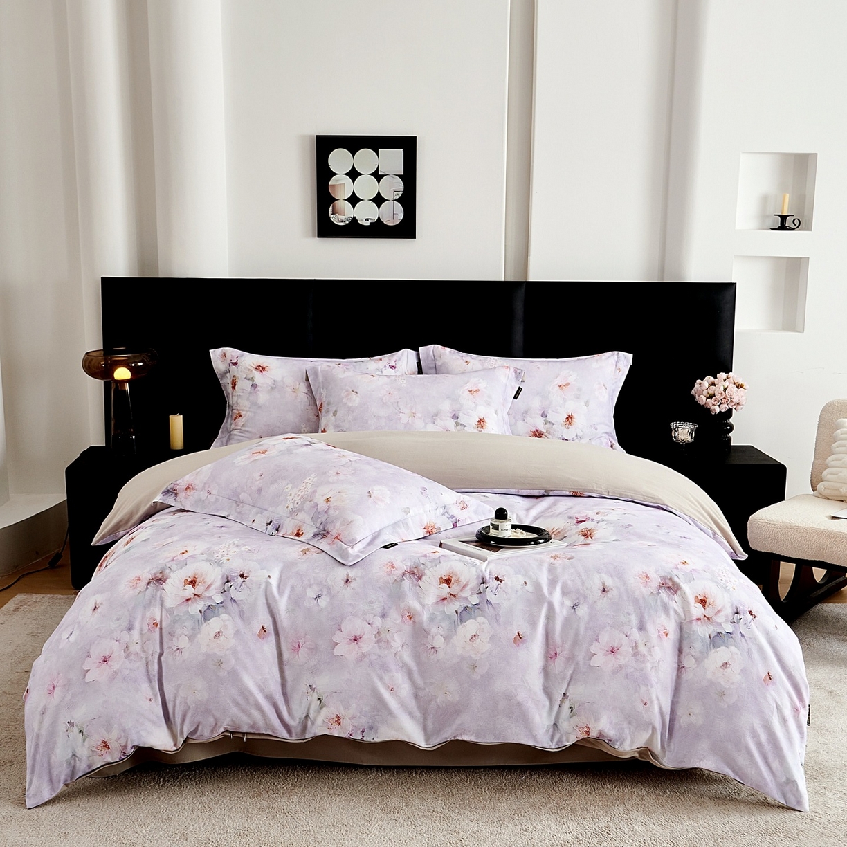 91家纺网 家纺一手货源 找家纺 芙绣家纺 2025新款全棉纯棉磨毛内合简单款四件套 花都-灰