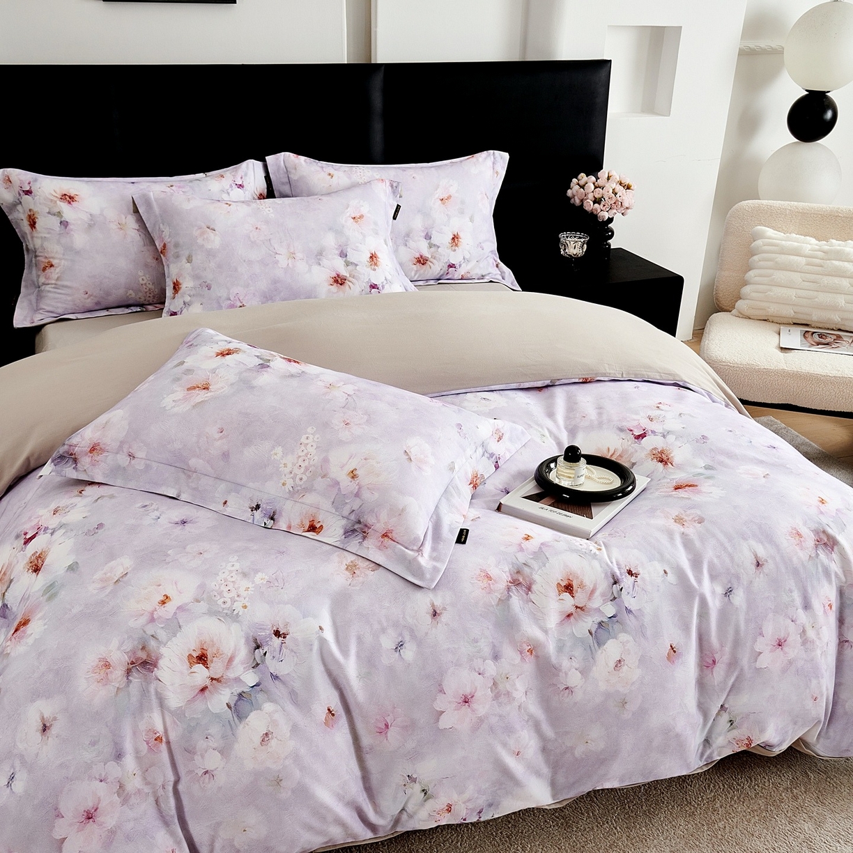 91家纺网 家纺一手货源 找家纺 芙绣家纺 2025新款全棉纯棉磨毛内合简单款四件套 花都-灰