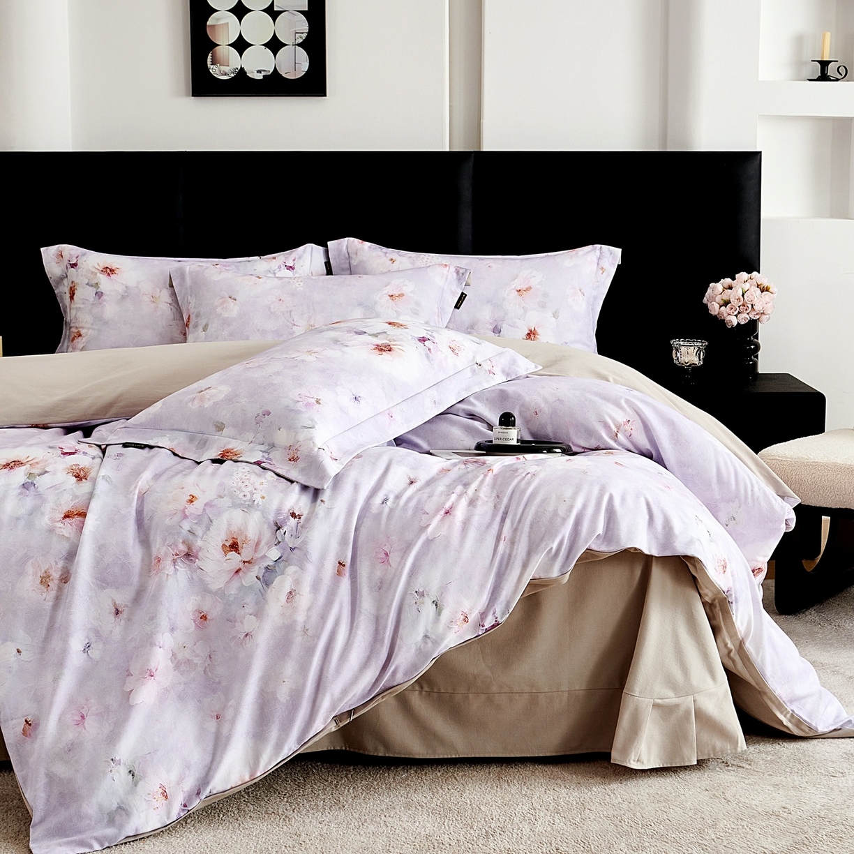 91家纺网 家纺一手货源 找家纺 芙绣家纺 2025新款全棉纯棉磨毛内合简单款四件套 花都-灰