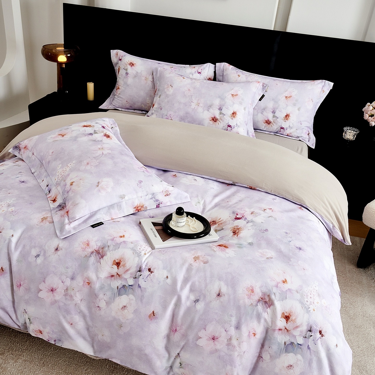 91家纺网 家纺一手货源 找家纺 芙绣家纺 2025新款全棉纯棉磨毛内合简单款四件套 花都-灰