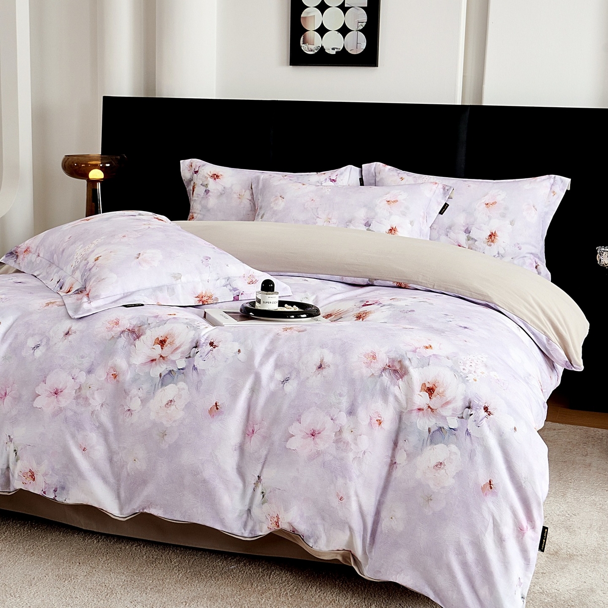 91家纺网 家纺一手货源 找家纺 芙绣家纺 2025新款全棉纯棉磨毛内合简单款四件套 花都-灰