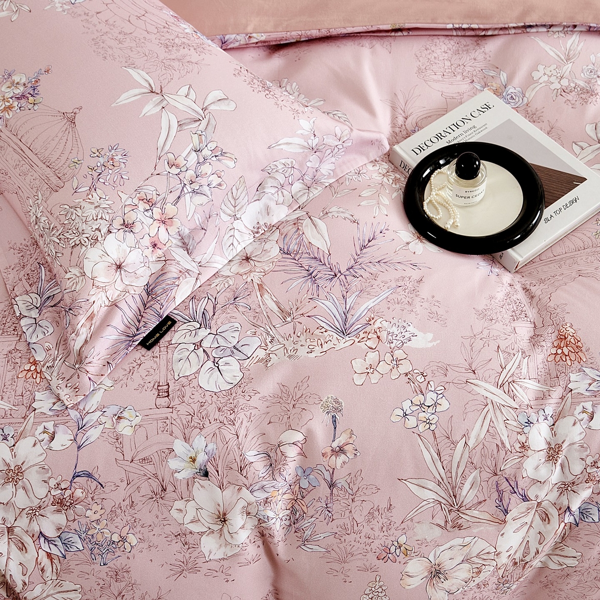 91家纺网 家纺一手货源 找家纺 芙绣家纺 2025新款全棉纯棉磨毛内合简单款四件套 秋辞-粉