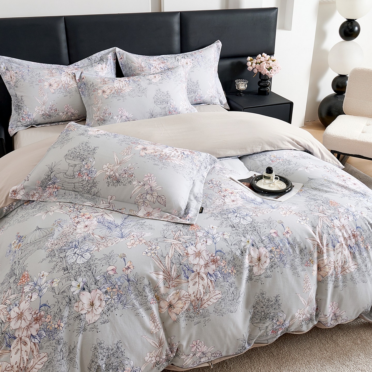 91家纺网 家纺一手货源 找家纺 芙绣家纺 2025新款全棉纯棉磨毛内合简单款四件套 秋辞-绿