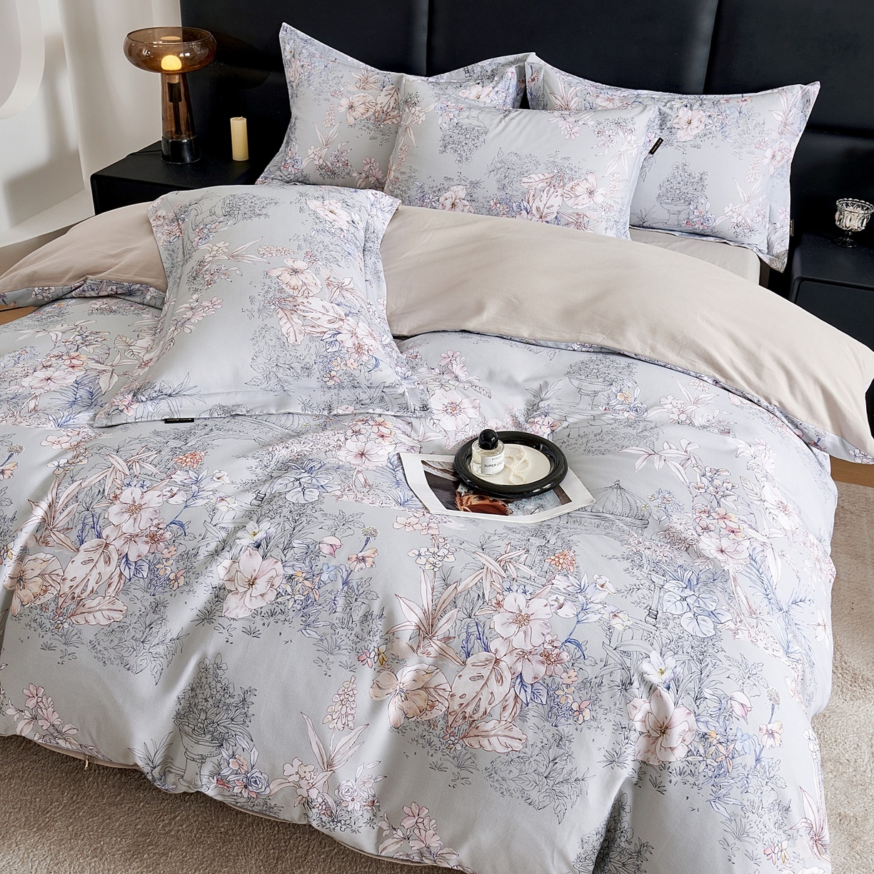 91家纺网 家纺一手货源 找家纺 芙绣家纺 2025新款全棉纯棉磨毛内合简单款四件套 秋辞-绿