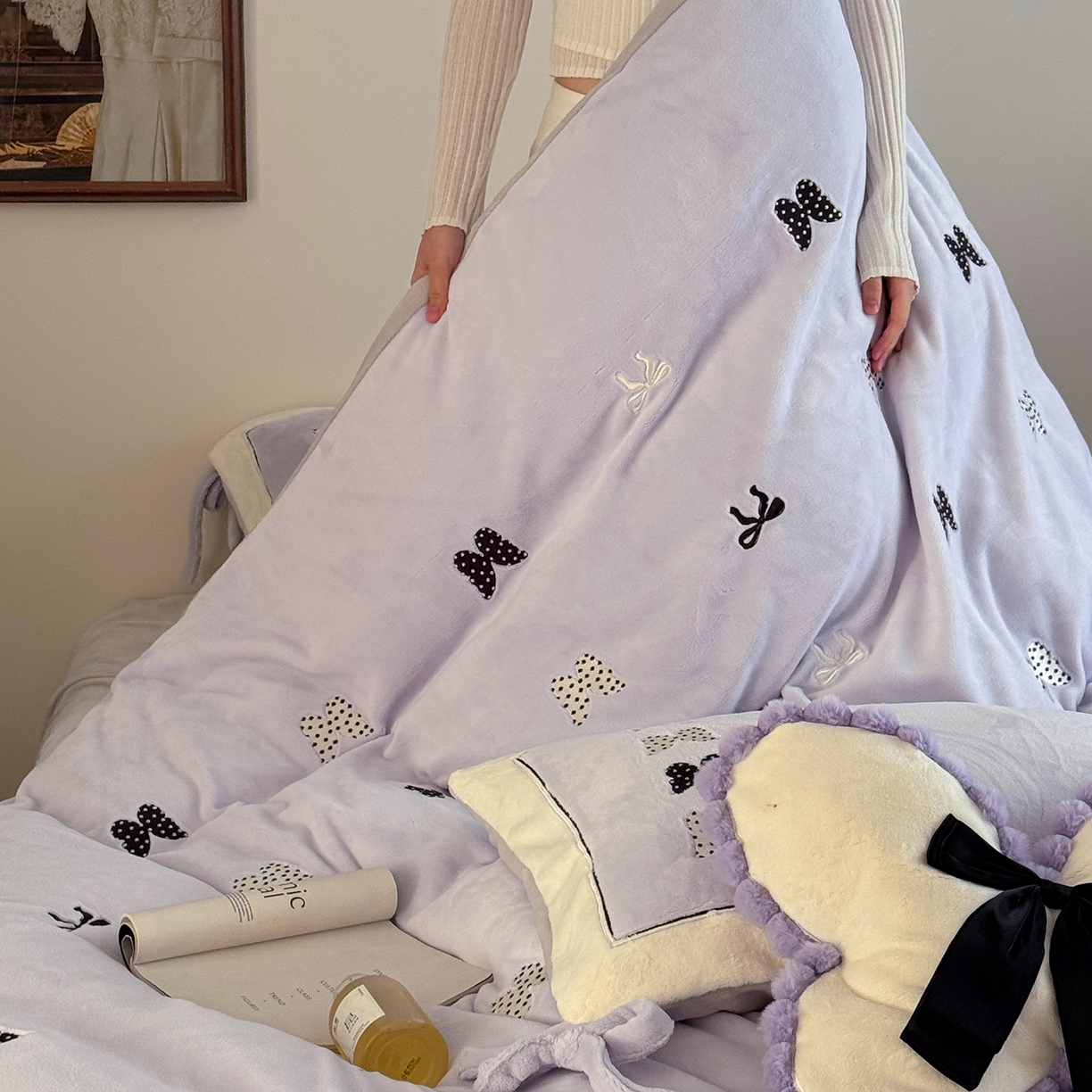 91家纺网 家纺一手货源 找家纺 极简 2025新款牛奶绒刺绣款四件套-蝴蝶花园（标准尺寸会员减20） 蝴蝶花园-紫