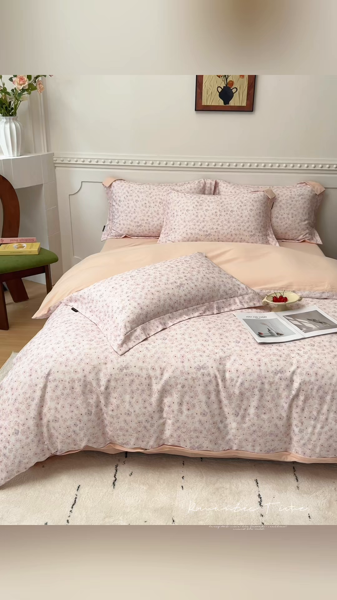 91家纺网 家纺一手货源 找家纺 芙绣家纺 2025新款全棉纯棉磨毛内合简单款四件套 晚棠-粉