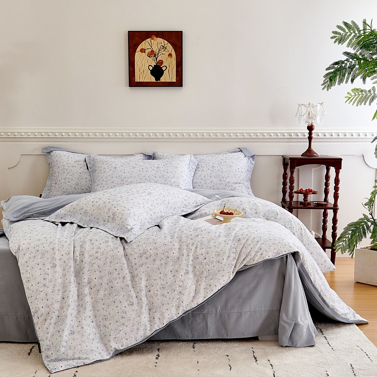 91家纺网 家纺一手货源 找家纺 芙绣家纺 2025新款全棉纯棉磨毛内合简单款四件套 晚棠-灰