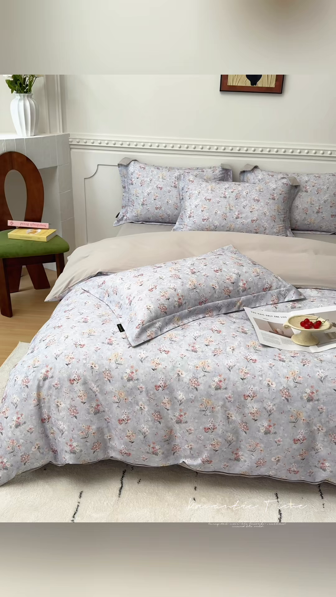 91家纺网 家纺一手货源 找家纺 芙绣家纺 2025新款全棉纯棉磨毛内合简单款四件套 香伊-灰