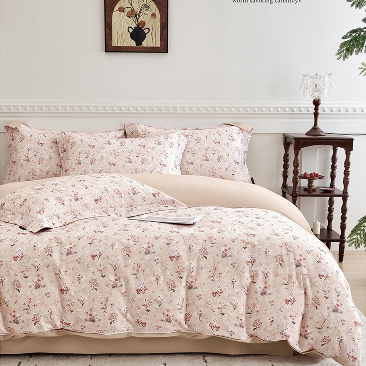 芙绣家纺 2025新款全棉纯棉磨毛内合简单款四件套 香伊-玉