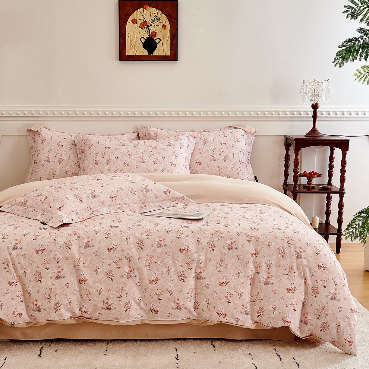 91家纺网 家纺一手货源 找家纺 芙绣家纺 2025新款全棉纯棉磨毛内合简单款四件套 香伊-玉