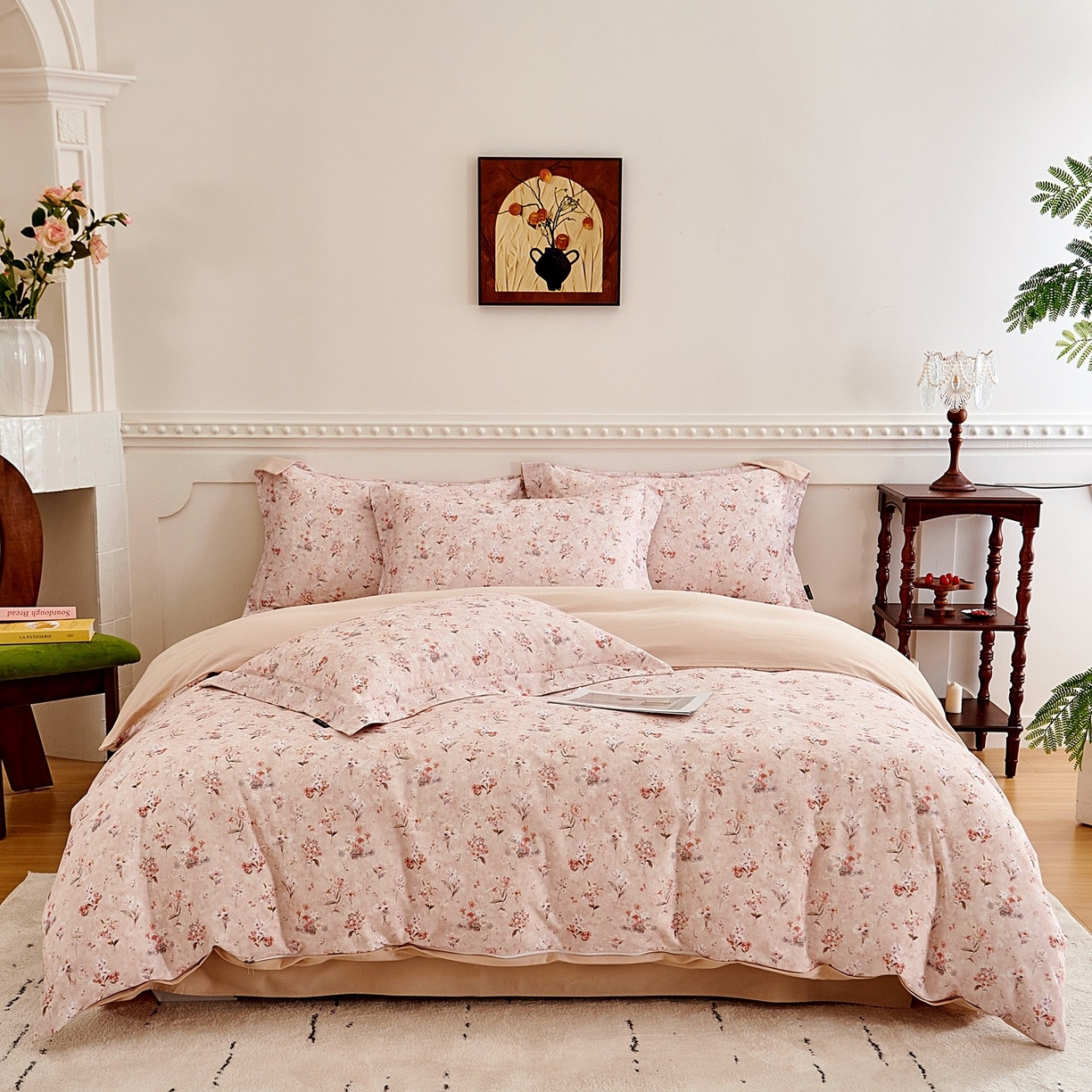 91家纺网 家纺一手货源 找家纺 芙绣家纺 2025新款全棉纯棉磨毛内合简单款四件套 香伊-玉