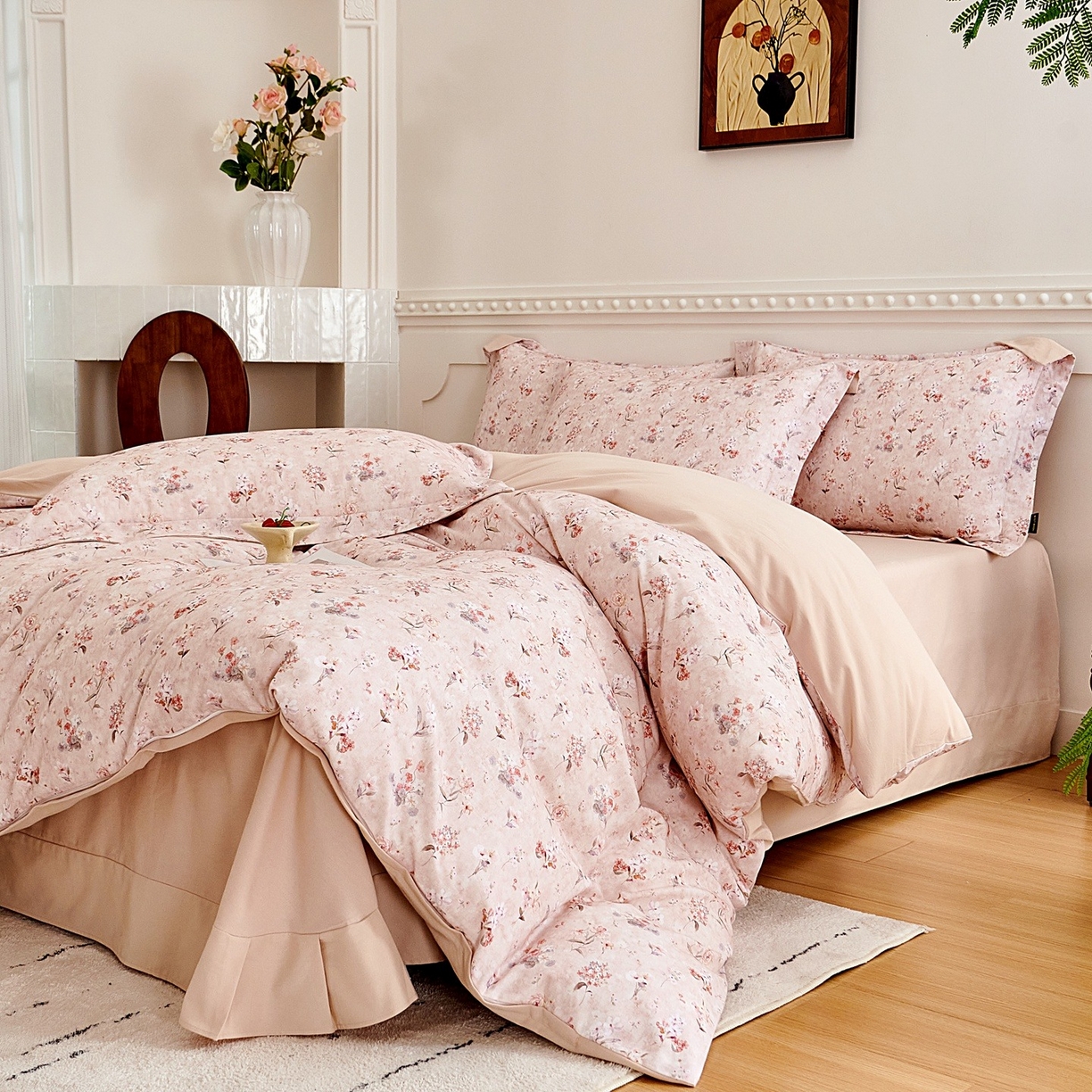 91家纺网 家纺一手货源 找家纺 芙绣家纺 2025新款全棉纯棉磨毛内合简单款四件套 香伊-玉