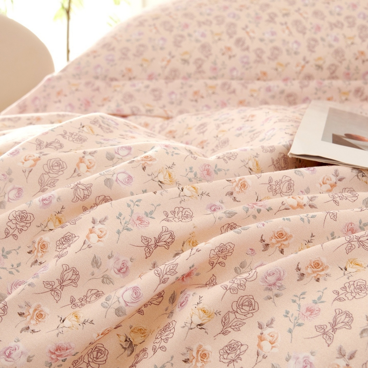 91家纺网 家纺一手货源 找家纺 芙绣家纺 2025新款全棉纯棉磨毛内合简单款四件套 意境-粉