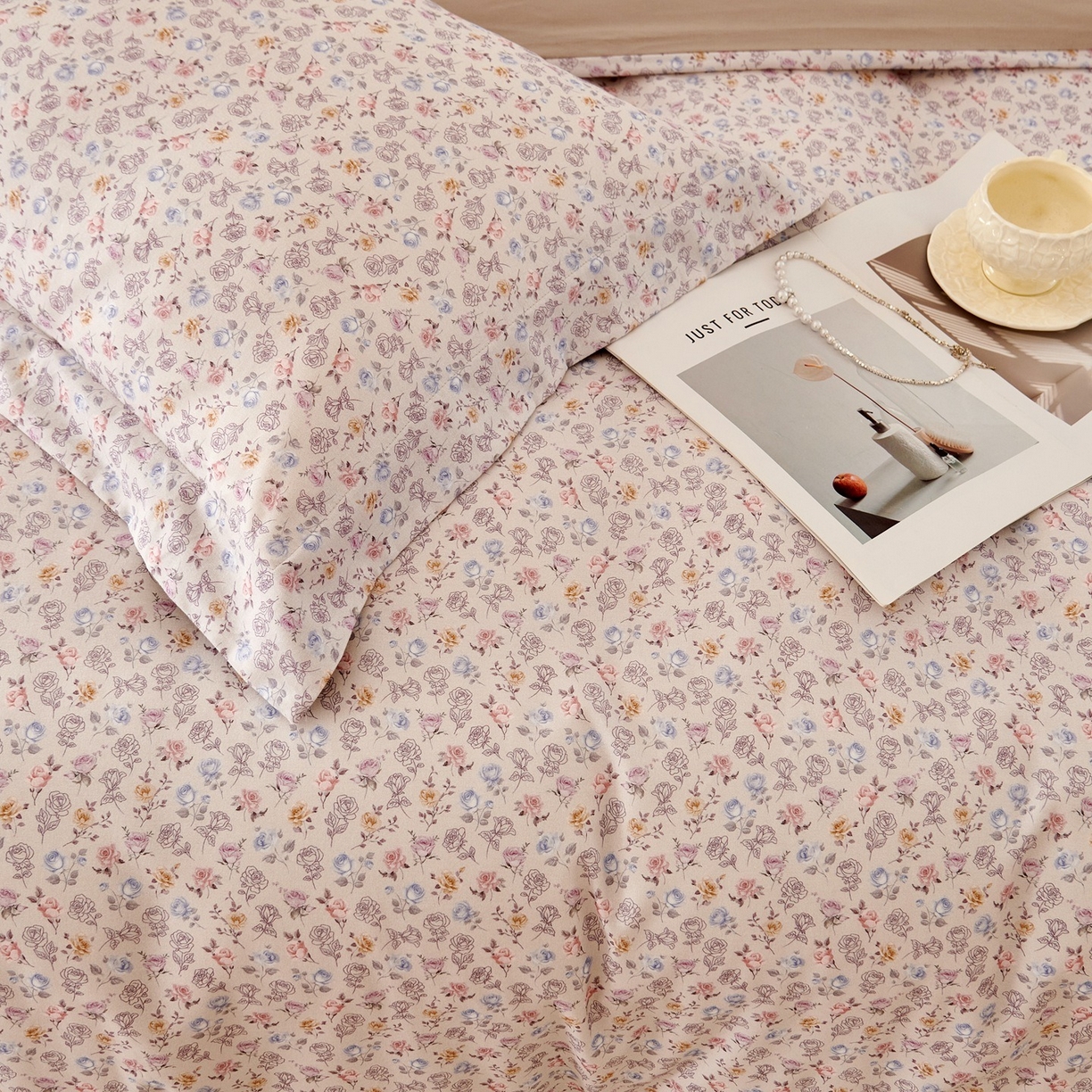 91家纺网 家纺一手货源 找家纺 芙绣家纺 2025新款全棉纯棉磨毛内合简单款四件套 意境-灰