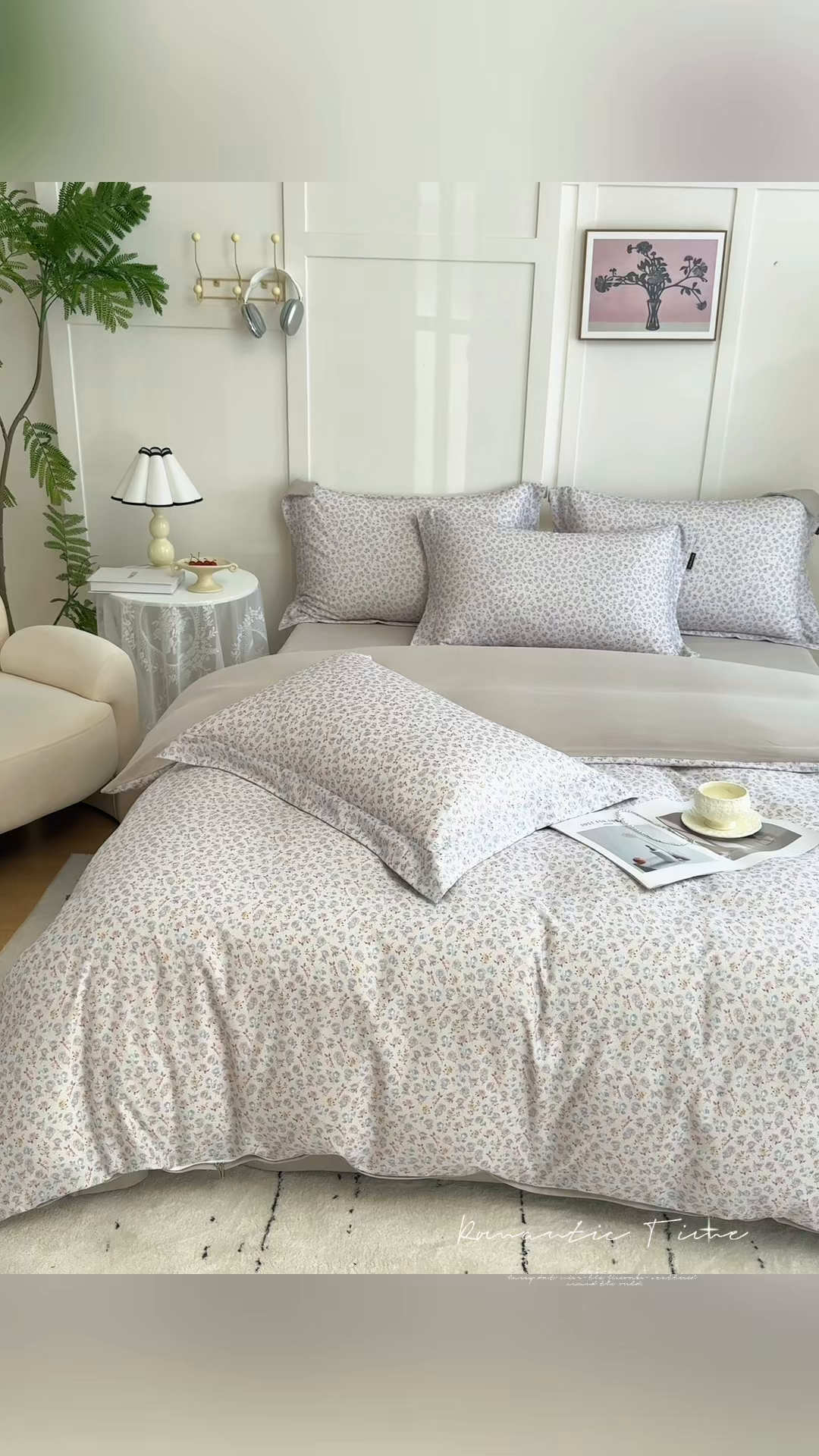 91家纺网 家纺一手货源 找家纺 芙绣家纺 2025新款全棉纯棉磨毛内合简单款四件套 意境-灰