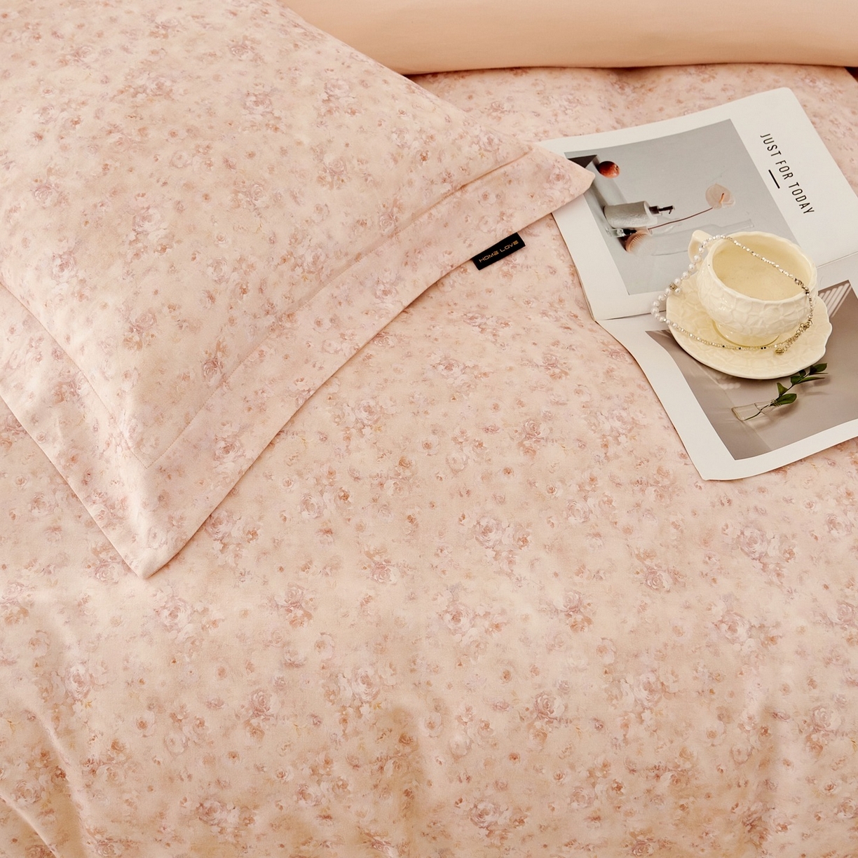 91家纺网 家纺一手货源 找家纺 芙绣家纺 2025新款全棉纯棉磨毛内合简单款四件套 悦舞-粉