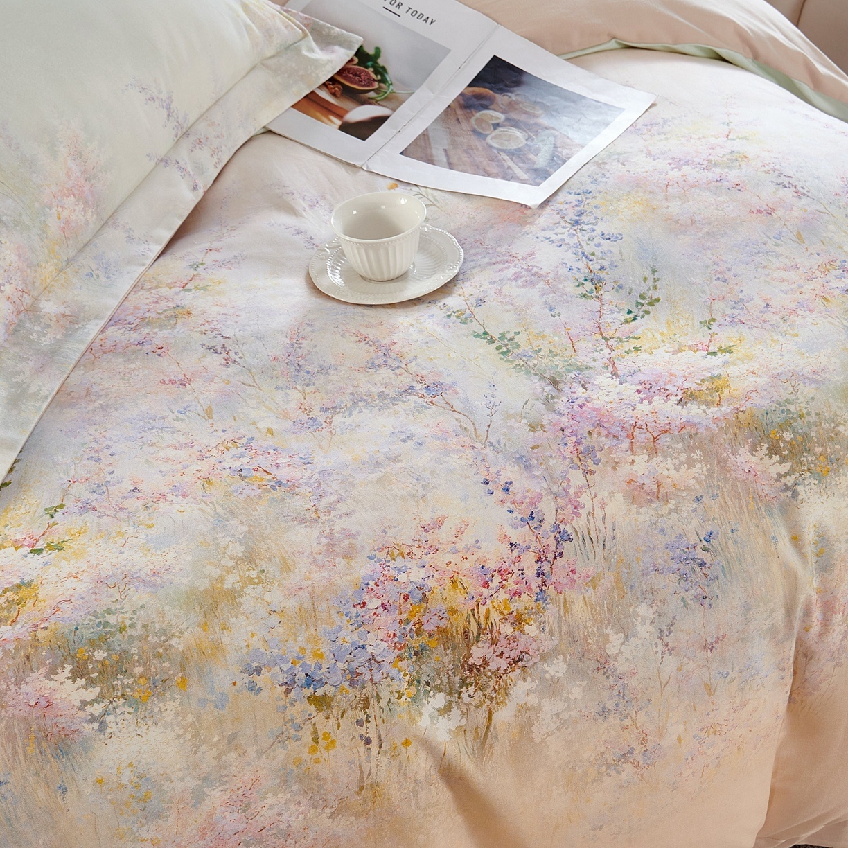 91家纺网 家纺一手货源 找家纺 （总）芙绣家纺 2025新款纯棉全棉磨毛宽边压线复杂款四件套